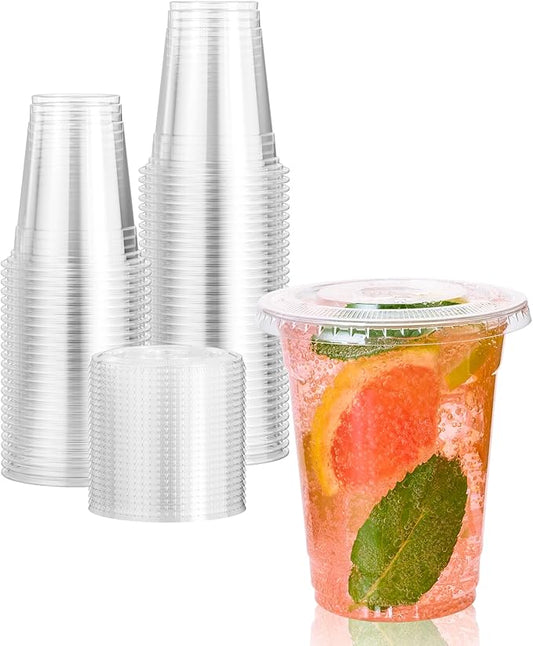 Vasos Plásticos Pet Con Tapa 355cc/12oz