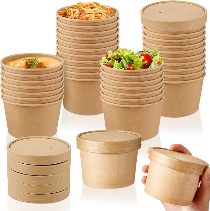 Pote kraft con tapa | 12oz | 100 unidades