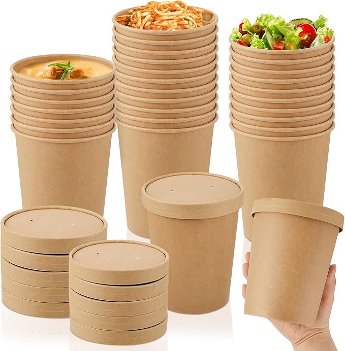 Pote kraft con tapa | 16oz | 100 unidades