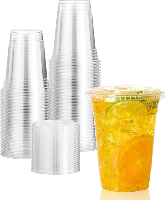 Vasos Plásticos Pet Con Tapa 500cc/16oz