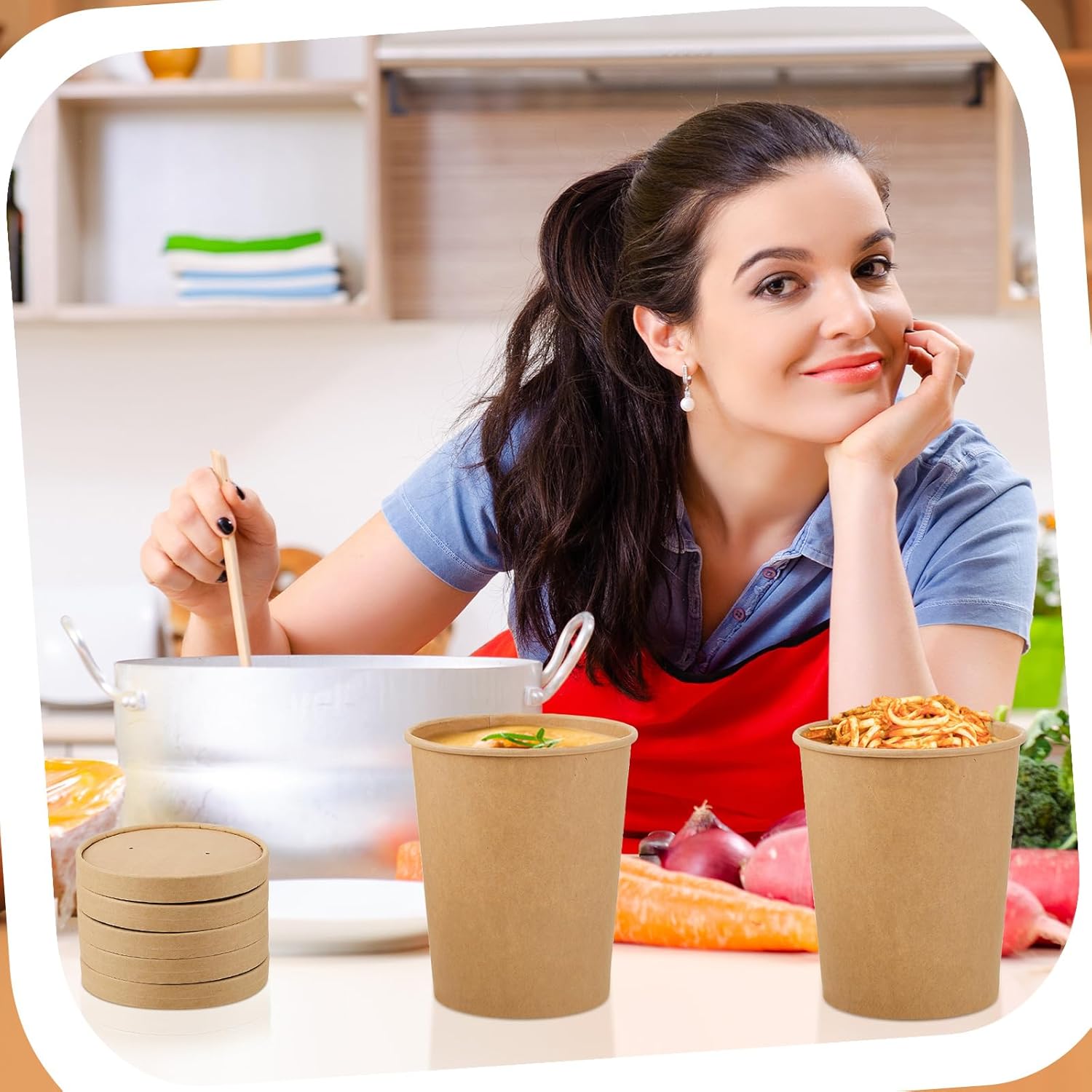 Pote kraft con tapa | 16oz | 100 unidades