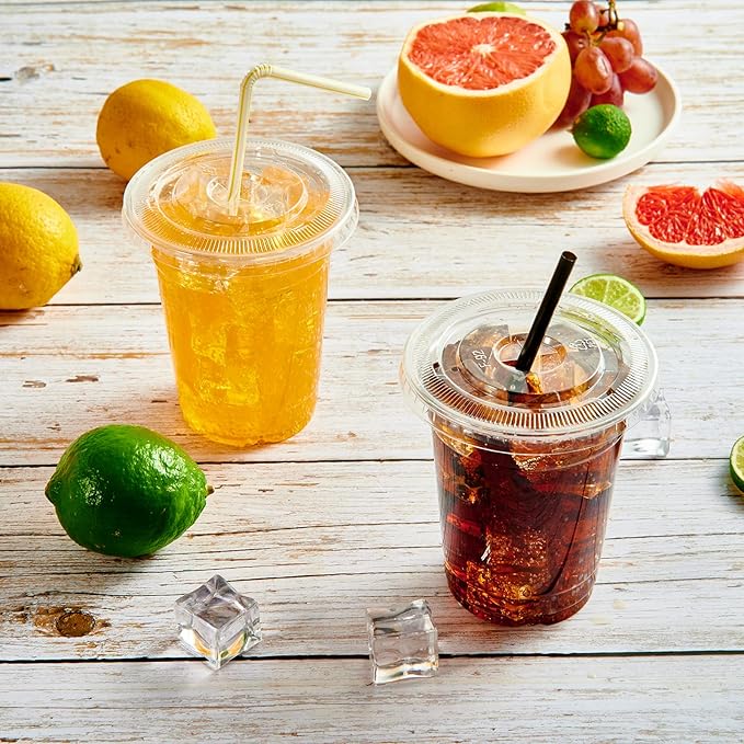 Vasos Plásticos Pet Con Tapa 355cc/12oz (50 unidades)