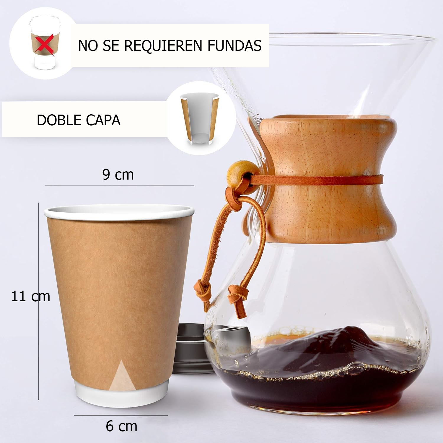Vasos desechable polipapel con tapa negra | 12oz | doble capa | 100 unidades