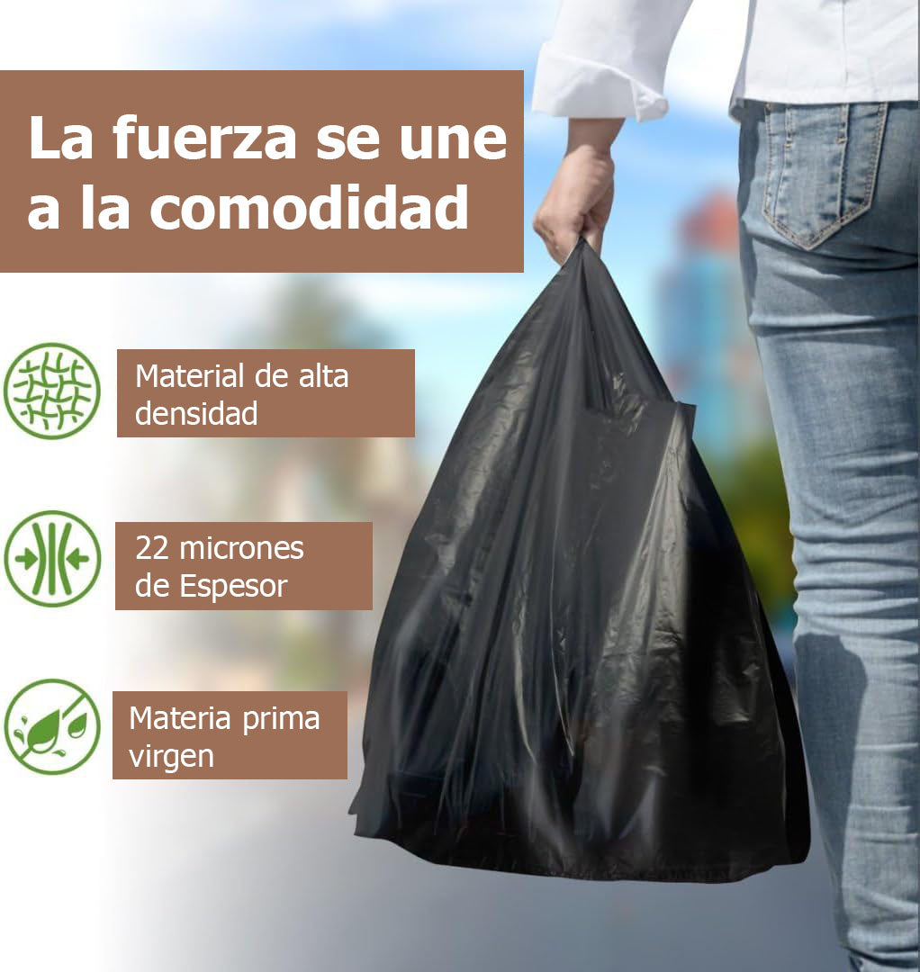 Bolsas Tipo Camiseta Plásticas Negro (500 unidades)